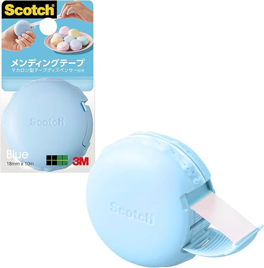 3M Scotch Mending Tape, Macaron Type Tape Dispenser, Blue, 810 MCR-BL, 0.7 in x 98.4 ft (18 mm x 30 m)
