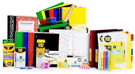 School Supply Boxes | Ultimate High School & College Case (2 Boxes) | Back to School Essentials Kit for Students & Teachers | Includes 1" Binders, College-Ruled Notebooks, Mech. Pencils, & More