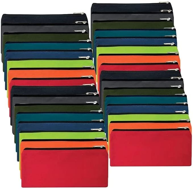 Trail maker Bulk Pencil Case Bags Bundle with Zipper for Kids, School, Offices | Colorful Pencil Pouches in Bulk Packs