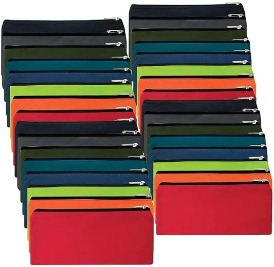 Trail maker Bulk Pencil Case Bags Bundle with Zipper for Kids, School, Offices | Colorful Pencil Pouches in Bulk Packs