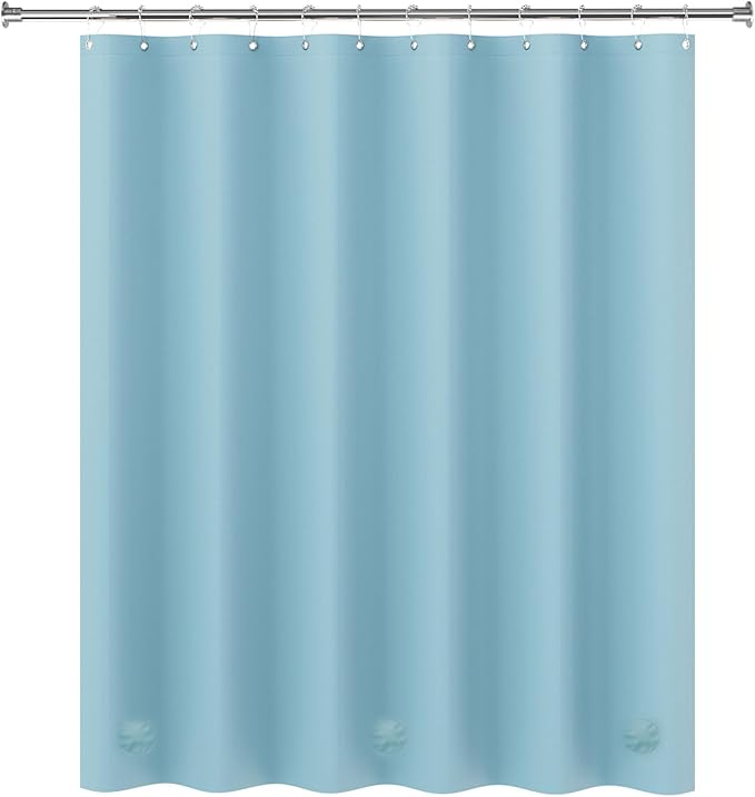 AmazerBath Teal Shower Curtain Plastic 72x72 Inches, Premium PEVA Shower Curtain with 3 Big Weighted Stones and 12 Rustproof Grommets