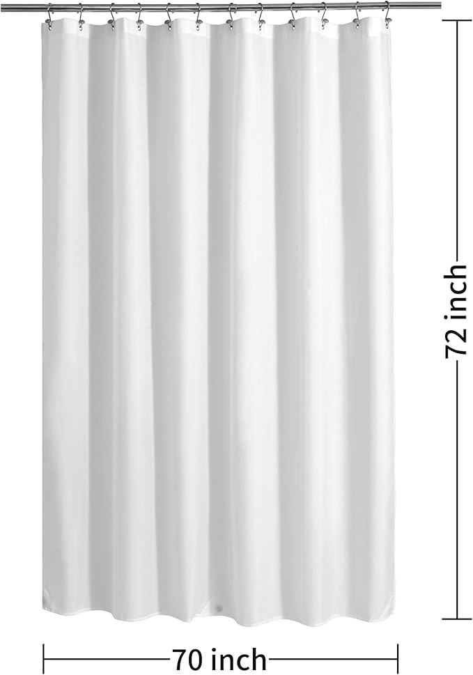 ALYVIA SPRING Waterproof Fabric Shower Curtain Liner with 3 Magnets - Soft & Light-Weight, Hotel Quality & Machine Washable - Standard Size 70x72, White