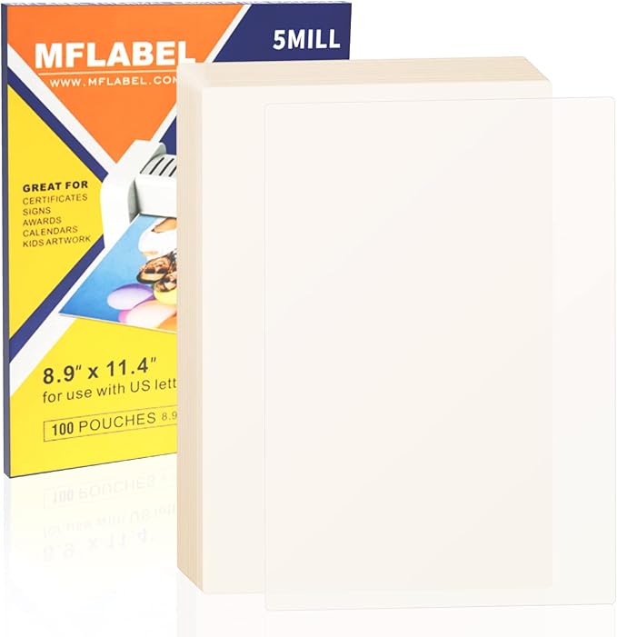 MFLABEL Thermal Laminating Pouches, 8.9 x 11.4-Inches Clear Thermal Laminating Plastic Paper Laminator Sheets for Photos Files Drawings for Use with Thermal Laminators 3 mil 1500-Pack
