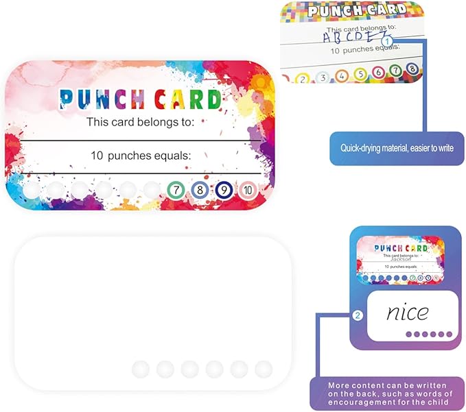 320 Pieces Punch Cards Incentive Student Reward Card Awards Loyalty Cards for Classroom Kids Behavior Teachers Students Business Punch 3.5 x 2 Inch（4 Styles）
