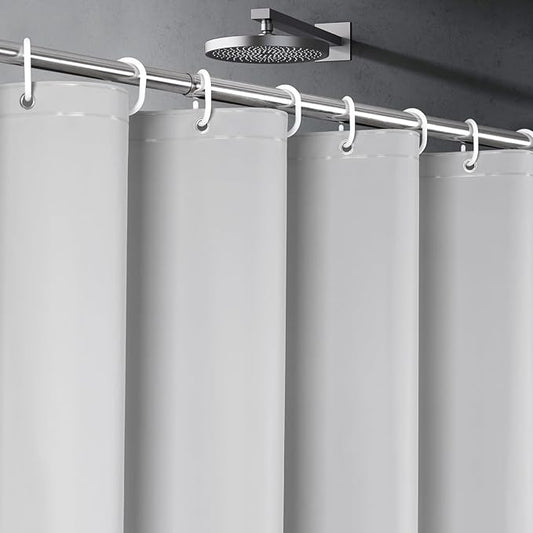 UFRIDAY Grey Shower Curtain Liner Premium PEVA 48 x78 inch,Heavy Duty Shower Curtain with 2 Weighted Magnets, Plastic Waterproof Grey Shower Curtains for Bathroom with 6 Hooks