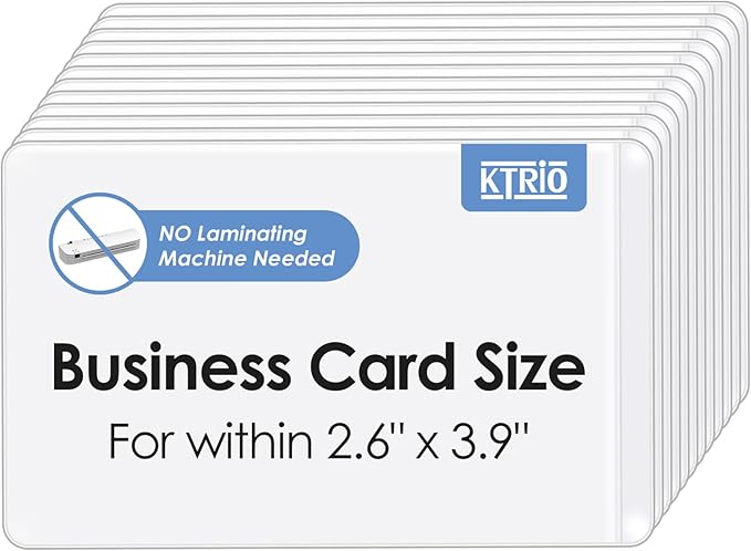 KTRIO 30 Pack Self Sealing Laminating Pouches, 2.6” x 3.9”, 10 Mil Thick Self Adhesive Laminating Sheets, Business Card Laminating Paper, Clear Laminate Sheets, No Laminator Machine Needed, No Heat