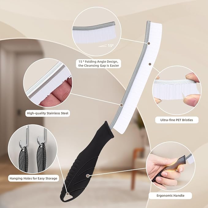SXhyf Hard Bristle Crevice Cleaning Brush - Multifunctional Gap and Grout Brush for Bathroom, Kitchen, Window and Vehicle (3, White)