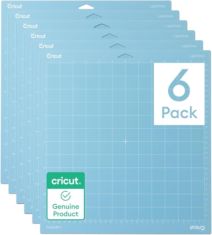 Cricut LightGrip Cutting Mat Pack (6 count, 12in x 12in) - for Explore & Maker Machines - ideal for standard paper, light cardstock & more