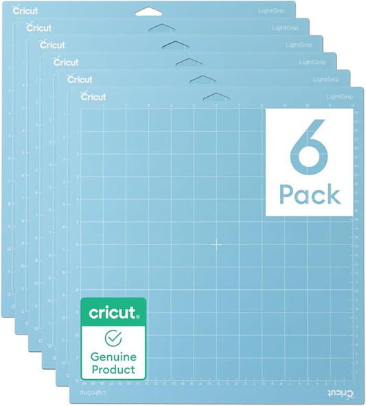 Cricut LightGrip Cutting Mat Pack (6 count, 12in x 12in) - for Explore & Maker Machines - ideal for standard paper, light cardstock & more
