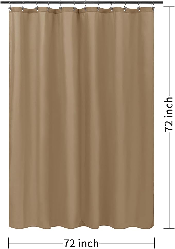 ALYVIA SPRING Coffee Brown Fabric Shower Curtain Liner Waterproof - Soft & Light-Weight Cloth Shower Liner with 3 Magnets, Hotel Quality & Machine Washable - Standard Size 72x72, Coffee