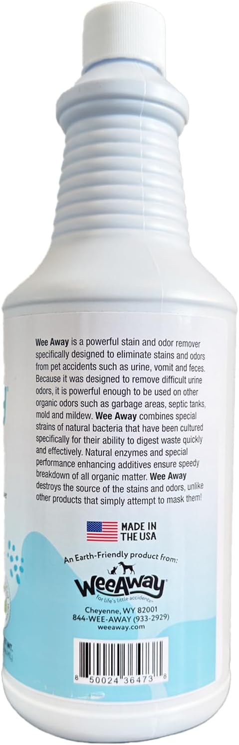 Wee Away Original Formula Concentrated Stain & Odor Remover, Enzyme Cleaner, Pet Urine Odor Eliminator for Home - Pet Mess Destroyer for Carpet & Furniture, Ocean Breeze Scent, 32 fl oz