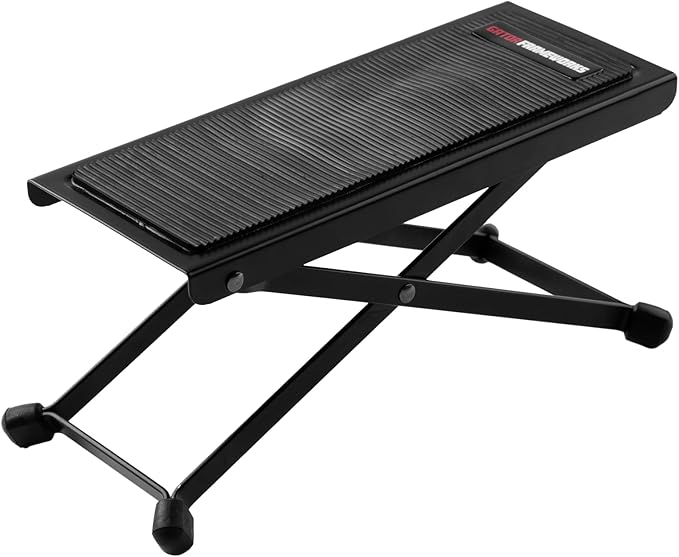 Gator Frameworks Ergonomic Guitar Foot Rest for Practice or Performing with (5) Height Adjustable Playing Positions and Rubberized Foot Pad for Comfort and Stability, (GFW-GTR-FOOTREST)