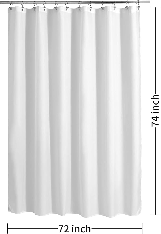 ALYVIA SPRING Long Fabric Shower Curtain Liner Waterproof - 72" x 74", Soft & Lightweight Longer Shower Curtain with Magnets, Machine Washable - 72x74, White