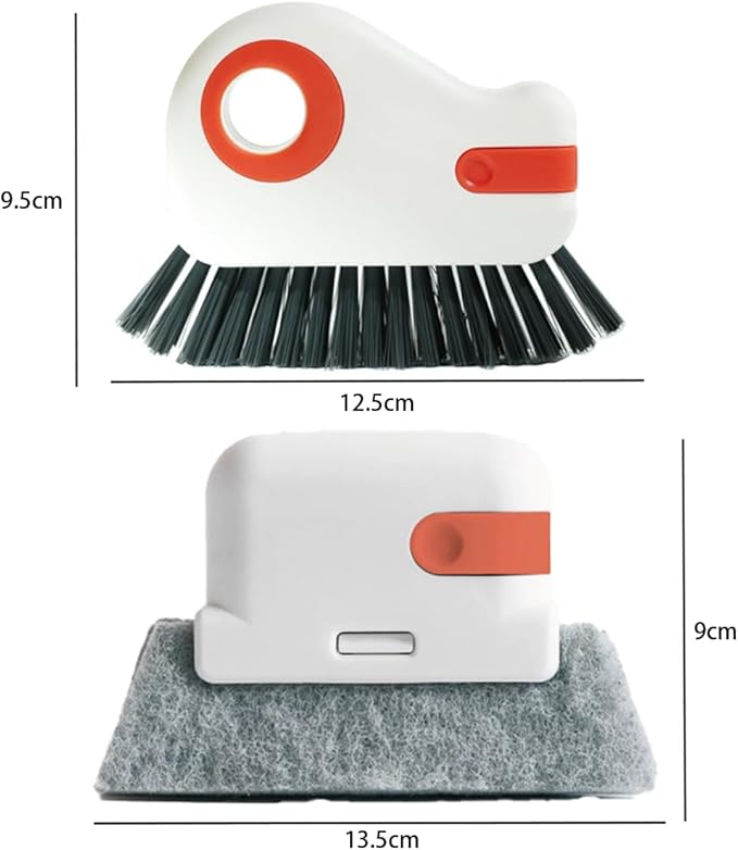 Orange Window Track Cleaning Brush with Hidden Scraper for Sliding Door and Window Tracks