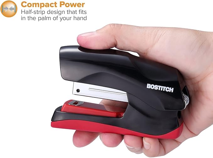 Bostitch Office Heavy Duty Stapler, 40 Sheet Capacity, No Jam, Half Strip, Fits into the Palm of Your Hand, For Classroom, Office or Desk, No Color Choice, One per Order (B175-ASST)