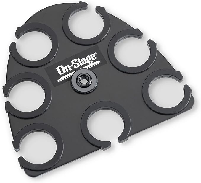 On-Stage MSA2700 Multi-Mic Holder (Microphone Organizer, Display, Caddy, Supports Handheld, Dynamic, Wired, and Wireless Mics, Aluminum, Silicone Padding, Black)