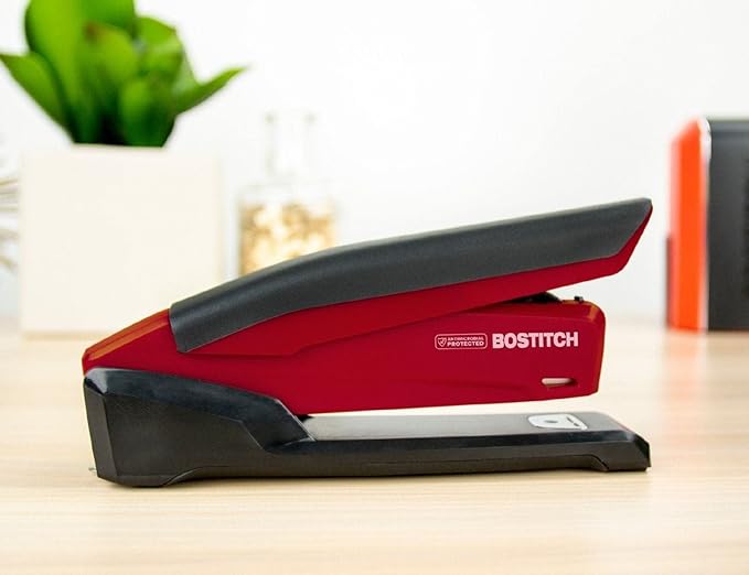 Bostitch Office Executive 3 in 1 Stapler,Includes 210 Staples and Integrated Staple Remover,One Finger Stapling,No Effort,20 Sheet Capacity,Spring Powered Stapler,Red,(Pack of 10)
