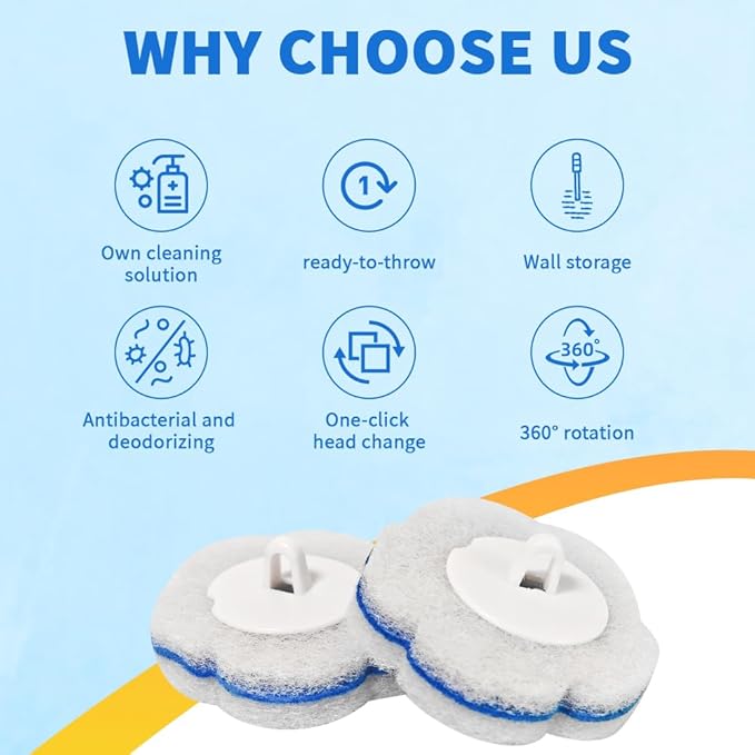 48 Count Disposable Toilet Brush Refill Pads, Disposable Toilet Bowl Wand Refills, Toilet Cleaning Refills, Toilet Scrubber Refills, Brush Head Replacement