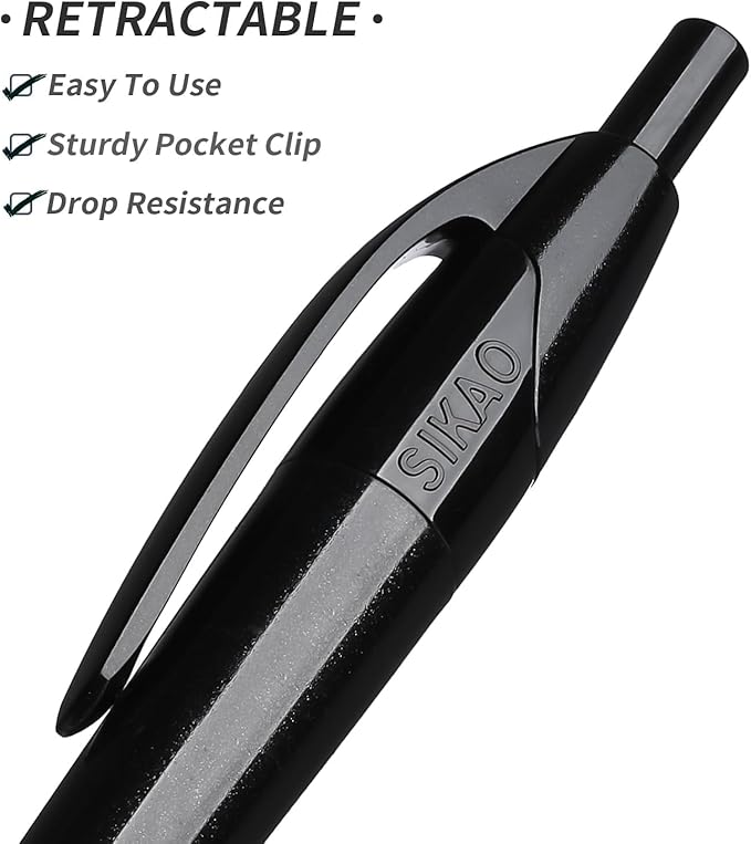Pens Bulk, 60 Pack Black Gripped Slimster Ballpoint Pens Black Ink 1.0mm Medium Point Smooth Writing, Click Pens with Comfort Grip for Teachers, Students, Servers, School & Office Use