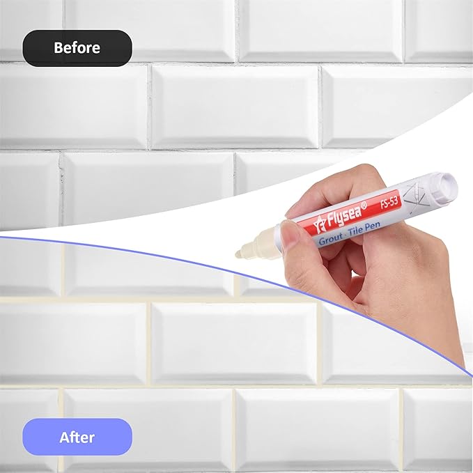 Outus 6-Piece Tile Wall and Floor Grout Restorer - Repair Marker and Filler Pen for Bathrooms and Kitchen (Beige)