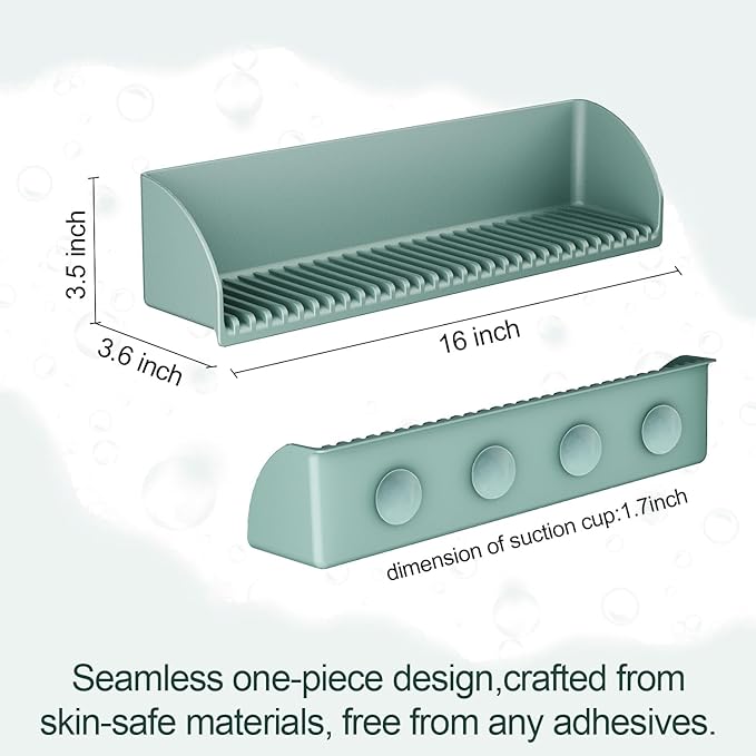2 Pack Bathtub Splash Guard for Tub - Silicone Tub Water Splash Guard with 4 Suction Cups, Bath Toy Holder, Tub Play Shelf for Kids, Bathtub Side Splash Guard Tray, Toddler Bathroom Essentials, Aqua
