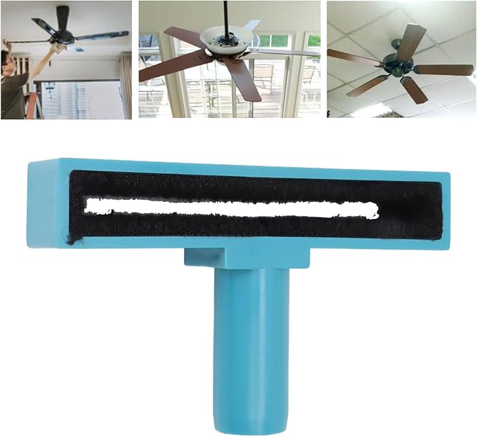 Ceiling Fan Cleaner, Reusable Ceiling Fan Blade Brush with 0.8 Foot Pole Washable Ceiling Fan C Leaning Brush Flexible Dusting Fan Vacuum Cleansing Tool for Home (Blue)