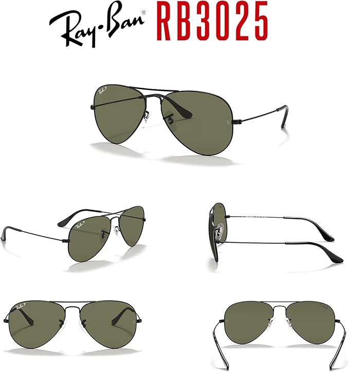 Ray-Ban RB3025 Metal POLARIZED Aviator Sunglasses For Men For Women +BUNDLE with ACCESSORY EYEWEAR KIT