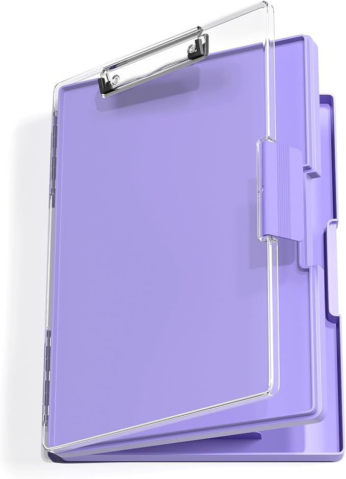 Hongri Clipboard with Storage, Purple 8.5 x 11 Folder Nursing Side Opening, Heavy Duty with Dual Compartment, Smooth Writing for Teachers, Classroom, Size 13.3 x 9.4 x 1.5 in, Office & School Supplies