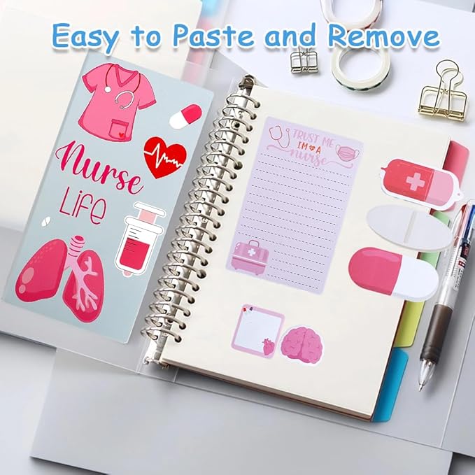 QPIXVB Nurse Gifts for Women,Cute Sticky Notes,Nurse Sticky Notes Set,440 Sheets,School Nurse Supplies,Cute Desk Accessories,Nursing School Essentials for Students,Self-Stick Note Pads Christmas Gift
