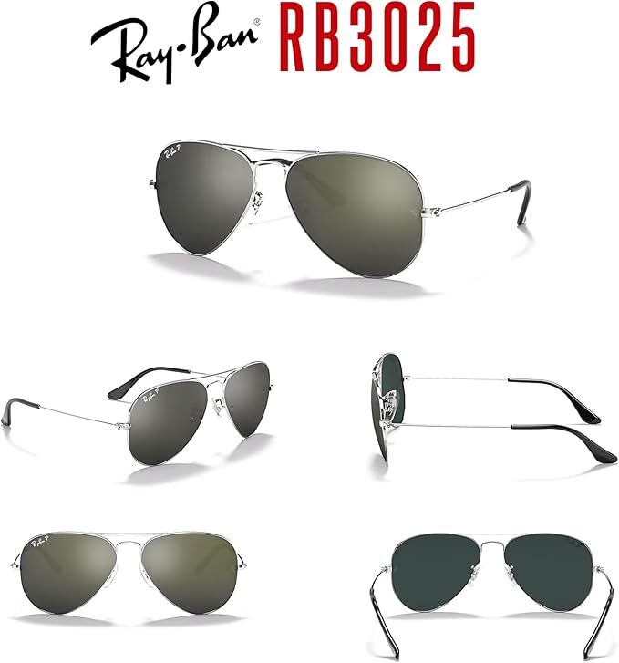 Ray-Ban RB3025 Metal POLARIZED Aviator Sunglasses For Men For Women +BUNDLE with ACCESSORY EYEWEAR KIT