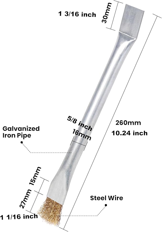 Professional Steel Wire Brush for Pellet Stove Cleaning, Steel Brush with Scraper, Metal Long Handle,Suitable for Removing residues (1pcs)