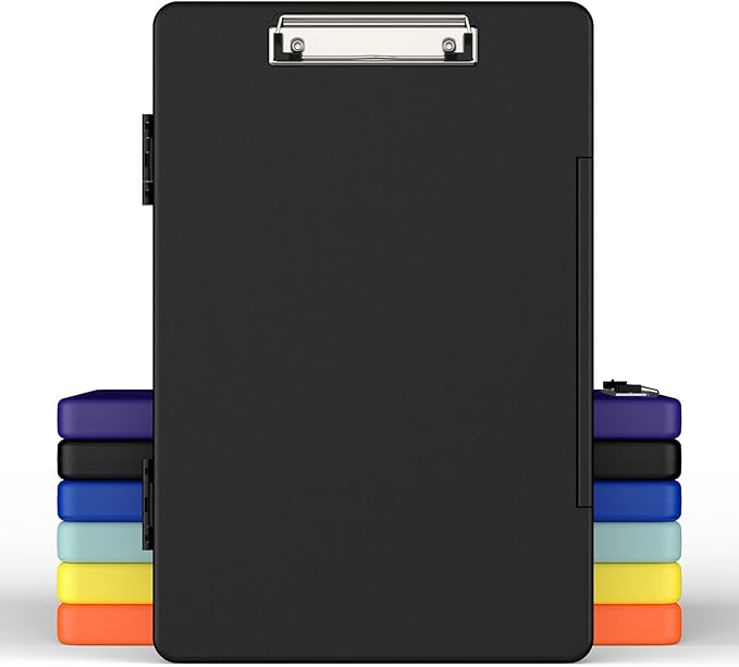Legal Size Clipboard with Storage, High Capacity 8.5 x 14 Clip Board for Lawers, Folio & Side-Opening, Size 15 x 10 x 1.2 in, Black