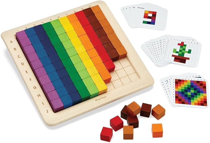PlanToys® 100 Counting Cubes Wooden Montessori Math and Sorting Set | Early Numeracy, Colour Matching, Pattern Making and Logic Exploration | Eco Friendly Educational Cubes for Hands On Learning