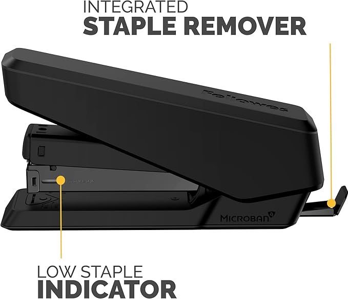 Fellowes LX850 EasyPress Office Stapler, Effortless One-Touch Stapler for Classroom, Home and Office, Holds Full Strip of Staples, 25 Sheet Capacity, Black