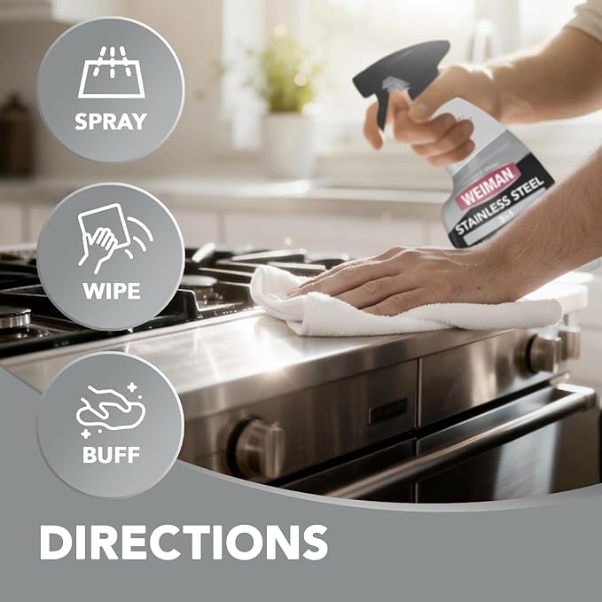Weiman Stainless Steel Cleaner & Cooktop Daily Cleaner - 12 Ounce - Kitchen Appliance Cleaner Kit