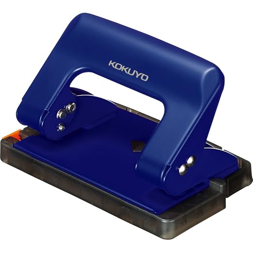 Kokuyo 2-Hole Punch, Rakuake Handy Type, 17 Sheets Capacity, Adjustable Guide Bar, Ergonomic Design, Blue, Japan Import (PN-G17B)