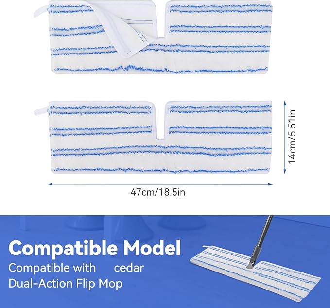 Mop Heads Replacements Compatible with Cedar Dual-Action Flip Mop - Microfiber Mop Replace Pads for Dry/Wet Use - Reusable Washable Dust Mop Refills for Floor Cleaning,5 Pack