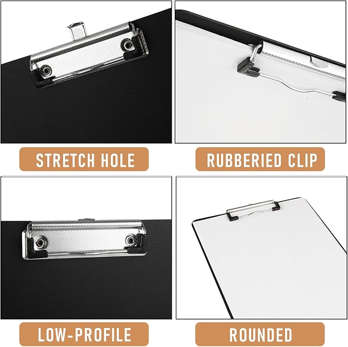 MIVIDE 30 Pack Black Clipboards, Black Plastic Clipboards, Plastic Office Clipboard 12 x 8.7 Inch Letter Size for Classroom, Teacher, School, Home, Office Supply