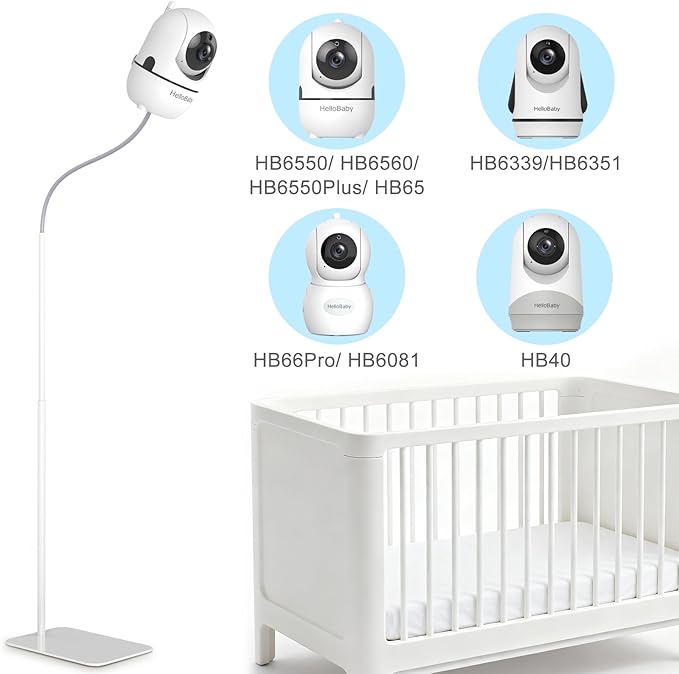 HelloBaby Baby Monitor Floor Stand - Adjustable Height Camera Mount for HB6550/ Plus/ HB6560/ HB65/ HB6148/ HB6351/ HB40/ HB6339 & More Model, Stable Base, No-Drill Installation, Wall-Safe Holder