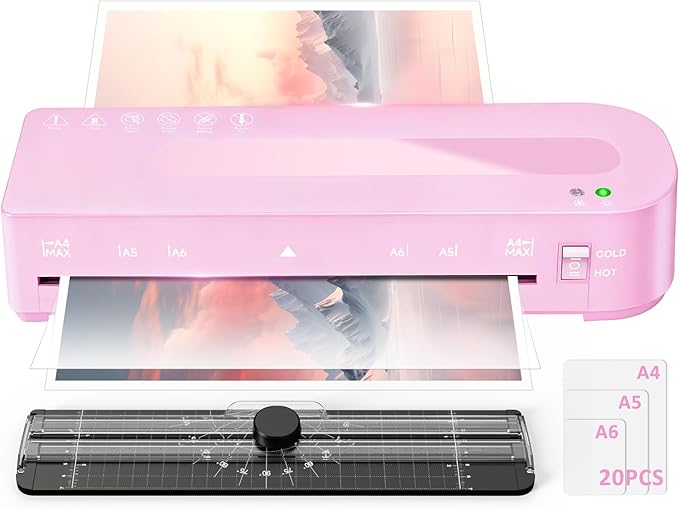Laminator Machine with 20 Laminating Sheets, A4 Laminators Hot & Cold withTrimmer, 9 Inch Laminating Machine for Office, School, Business and Home