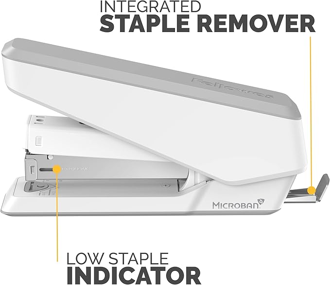 Fellowes LX850 EasyPress Office Stapler, Full Strip Effortless One-Touch Stapler for Classroom, Home and Office, Holds Full Strip of Staples, 25 Sheet Capacity, White