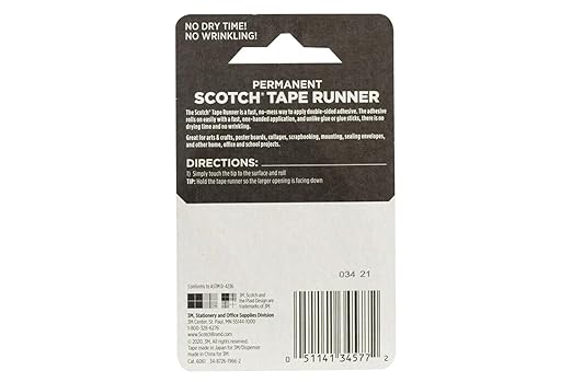 Scotch 6061 Scotch Double Sided Adhesive Roller Tape Runner, Permanent, Acid-Free, Photo-Safe Adhesive for Scrapbooking, Photo Mounting, and Crafts, 0.27 in x 26 ft per Roller, Pack of 3