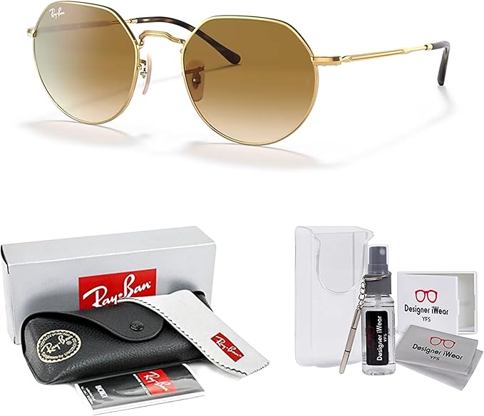 Ray-Ban Jack RB3565 Rounded Hexagonal Sunglasses for Men for Women +BUNDLE with ACCESSORY EYEWEAR KIT