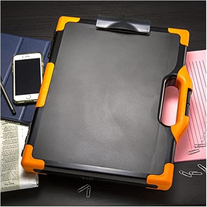 Officemate Carryall Clipboard Storage Box, Letter/Legal Size, Black and Orange (83326)