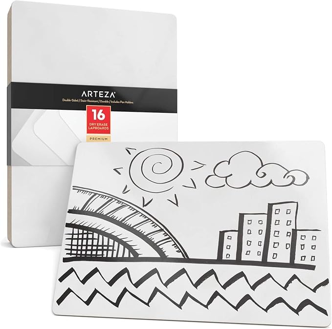 ARTEZA Mini White Boards (16 Pack), 9x12 inch Dry Erase Boards, Double-Sided Dry Erase Lapboards, Back to School Supplies for Classroom, College, Students, Teachers, and Office Applications