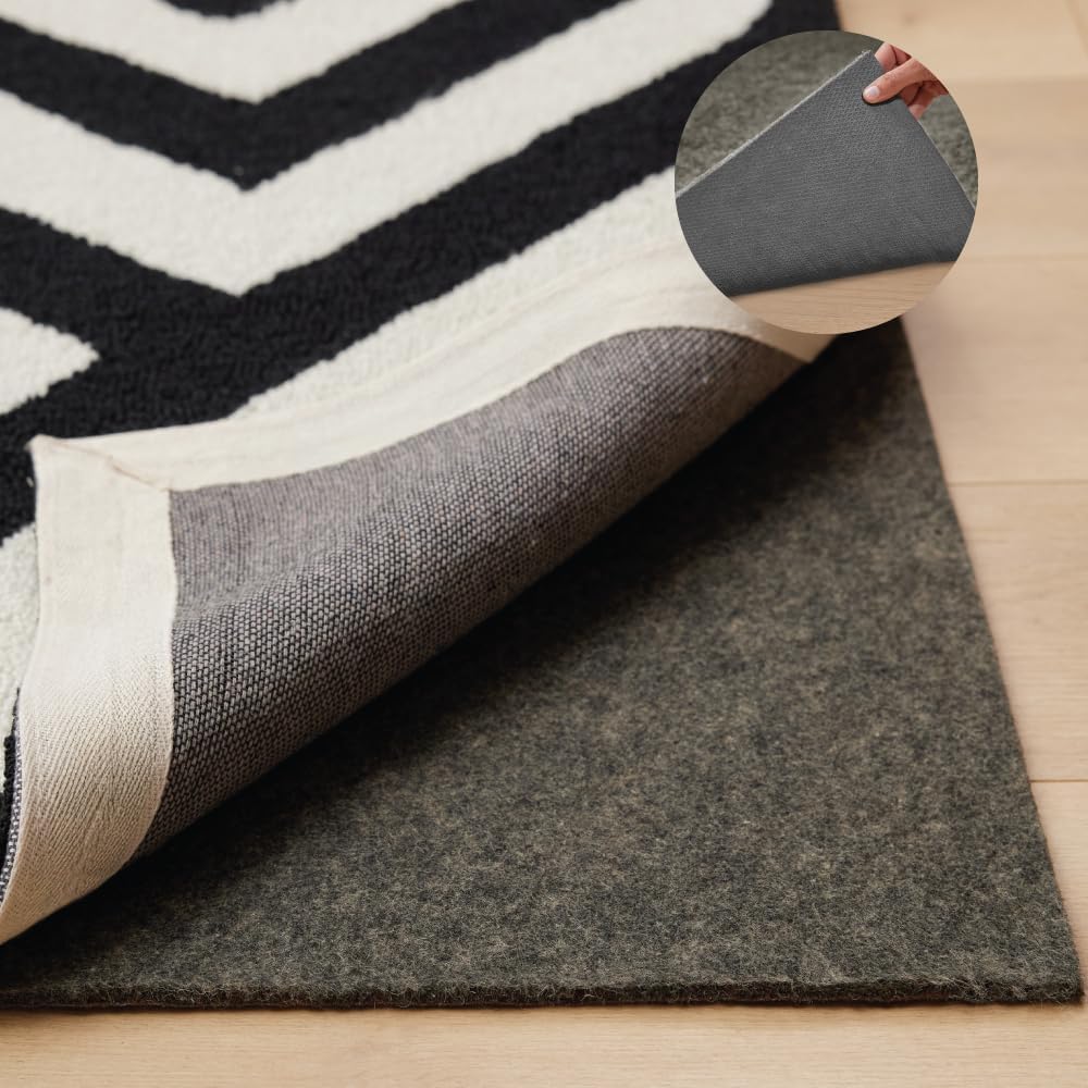 GORILLA GRIP Felt and Natural Rubber Stay in Place Slip Resistant Rug Pad, 1/8in Thick, 8x11 FT Protective Padding Under Area Rugs, Cushioned Gripper Pads, Carpet Runners, Hardwood Floors Protection