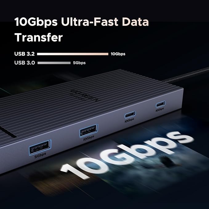 UGREEN 10 in 1 USB C Docking Station Dual 4K Monitor, Revodok USBC Hub with 2 HDMI, USB A&C 3.2 Ports, SD/TF Card Reader, PD 100W Charging, USB C Dock with 1Gbps Ethernet for Dell, HP, XPS and More