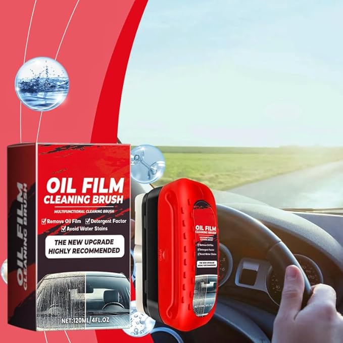 2PCS Automotive Oil Film Cleaning Brush, 2025 New Coating for Windshield, Clear Vision Glass Cleaner -Prevents Rain and Fog,Improves Clarity and Visibility