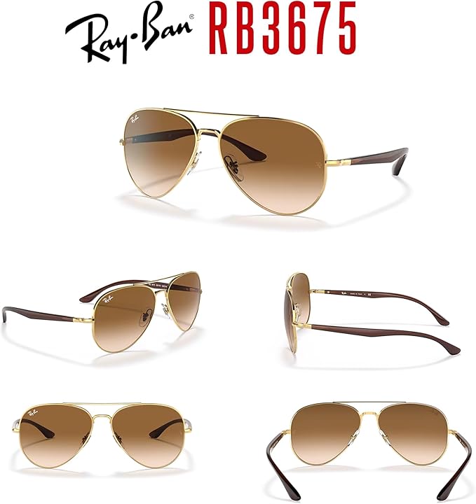 Ray-Ban RB3675 Aviator Sunglasses for Men for Women +BUNDLE with ACCESSORY EYEWEAR KIT
