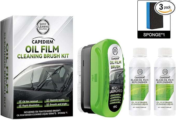 Automotive Oil Film Cleaning Brush for Car Windows, Glass Cleaning Board, Car Windshield Cleaner, Suitable for Windshield Glass Oil Film Remover (greener-L)